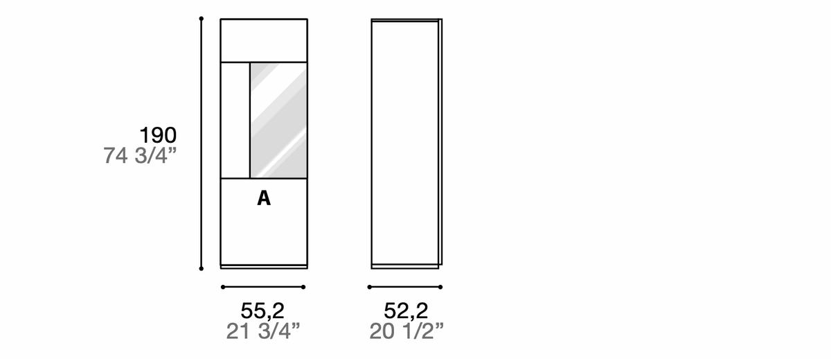 Manufacturer technical diagram of Alf DaFrè Metropolis PSV066. Diagram shows this composition, not a finish photograph.