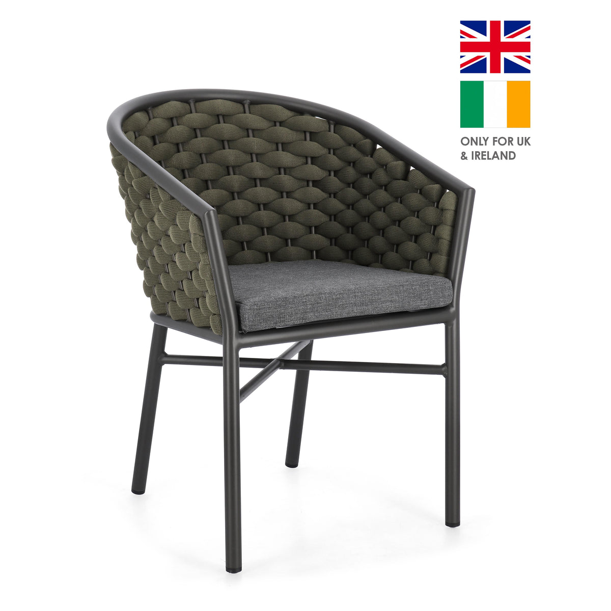 Bizzotto Margalida charcoal and green armchair 0666178, supplier UK specification