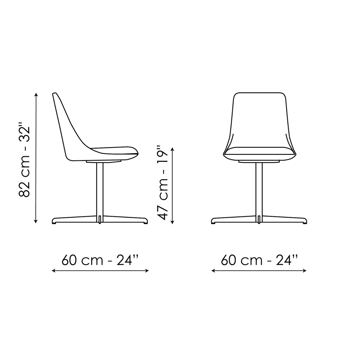 Bonaldo Itala Office — manufacturer model and dimension drawing