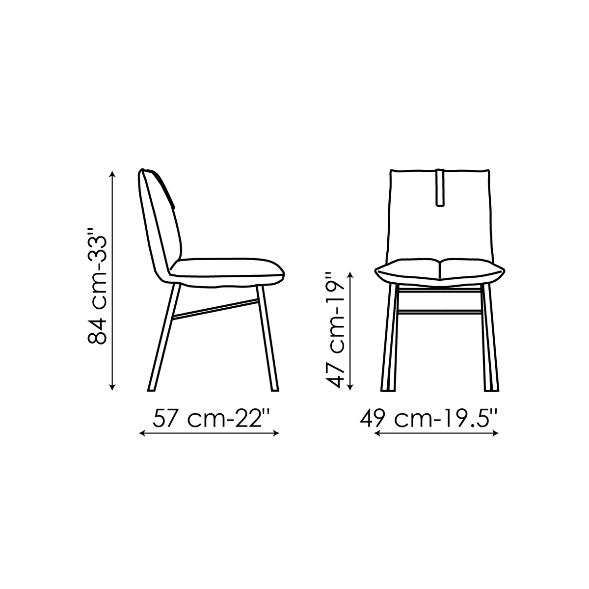 Bonaldo Pil Chair — manufacturer model and dimension drawing