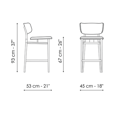 Bonaldo Noor too H 67 Stool — manufacturer model and dimension drawing