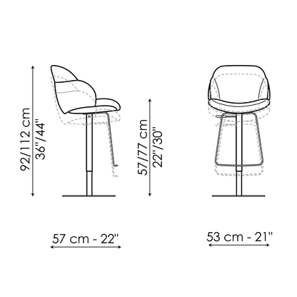 Bonaldo My way too H 57/77 Stool — manufacturer model and dimension drawing
