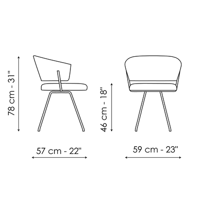 Bonaldo Bahia Chair — manufacturer model and dimension drawing