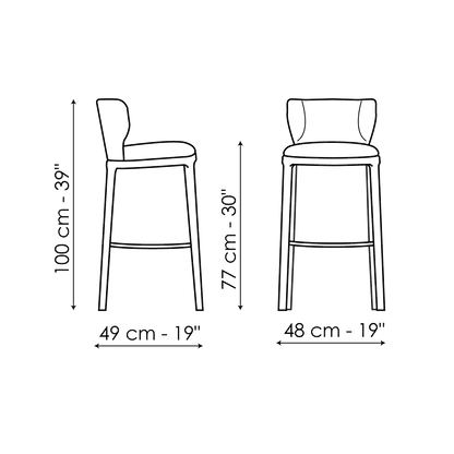 Bonaldo Joy too H 77 Stool — manufacturer model and dimension drawing