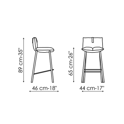 Bonaldo Pil too H 65 Stool — manufacturer model and dimension drawing