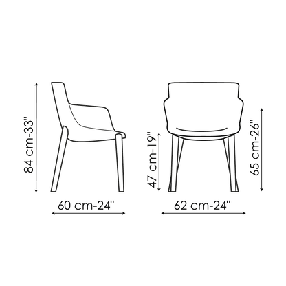 Bonaldo Miss Artika Upholstered Legs Chair — manufacturer model and dimension drawing