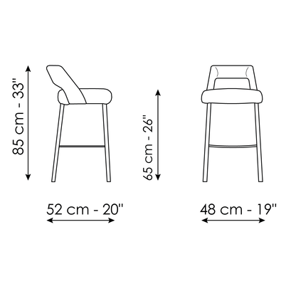 Bonaldo Mask too H 65 Stool — manufacturer model and dimension drawing
