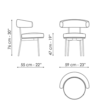 Bonaldo Neuilly Chair — manufacturer model and dimension drawing