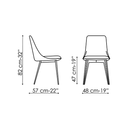 Bonaldo Itala Chair — manufacturer model and dimension drawing