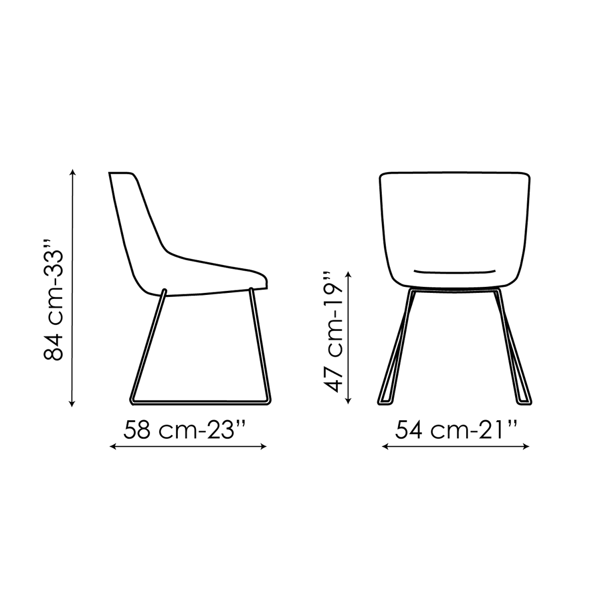 Bonaldo Artika si Chair — manufacturer model and dimension drawing
