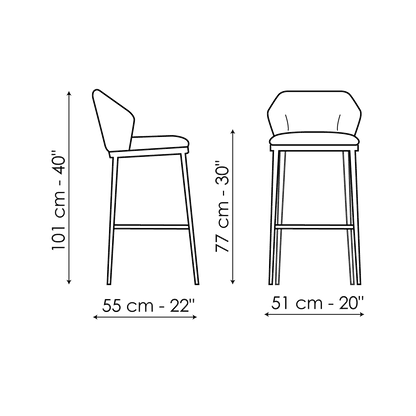 Bonaldo Mida too H 77 Stool — manufacturer model and dimension drawing