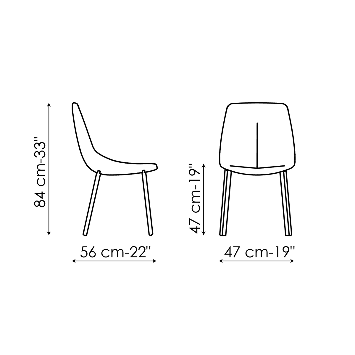 Bonaldo By met Chair — manufacturer model and dimension drawing