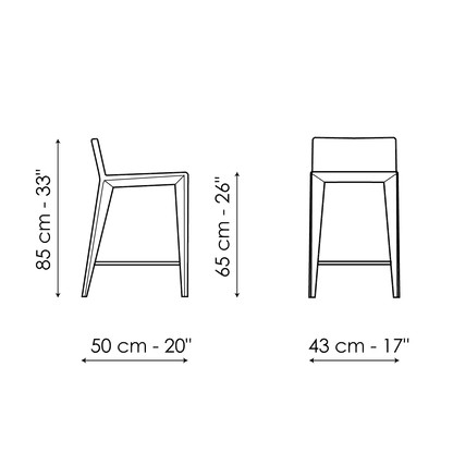 Bonaldo Filly too H 65 Stool — manufacturer model and dimension drawing