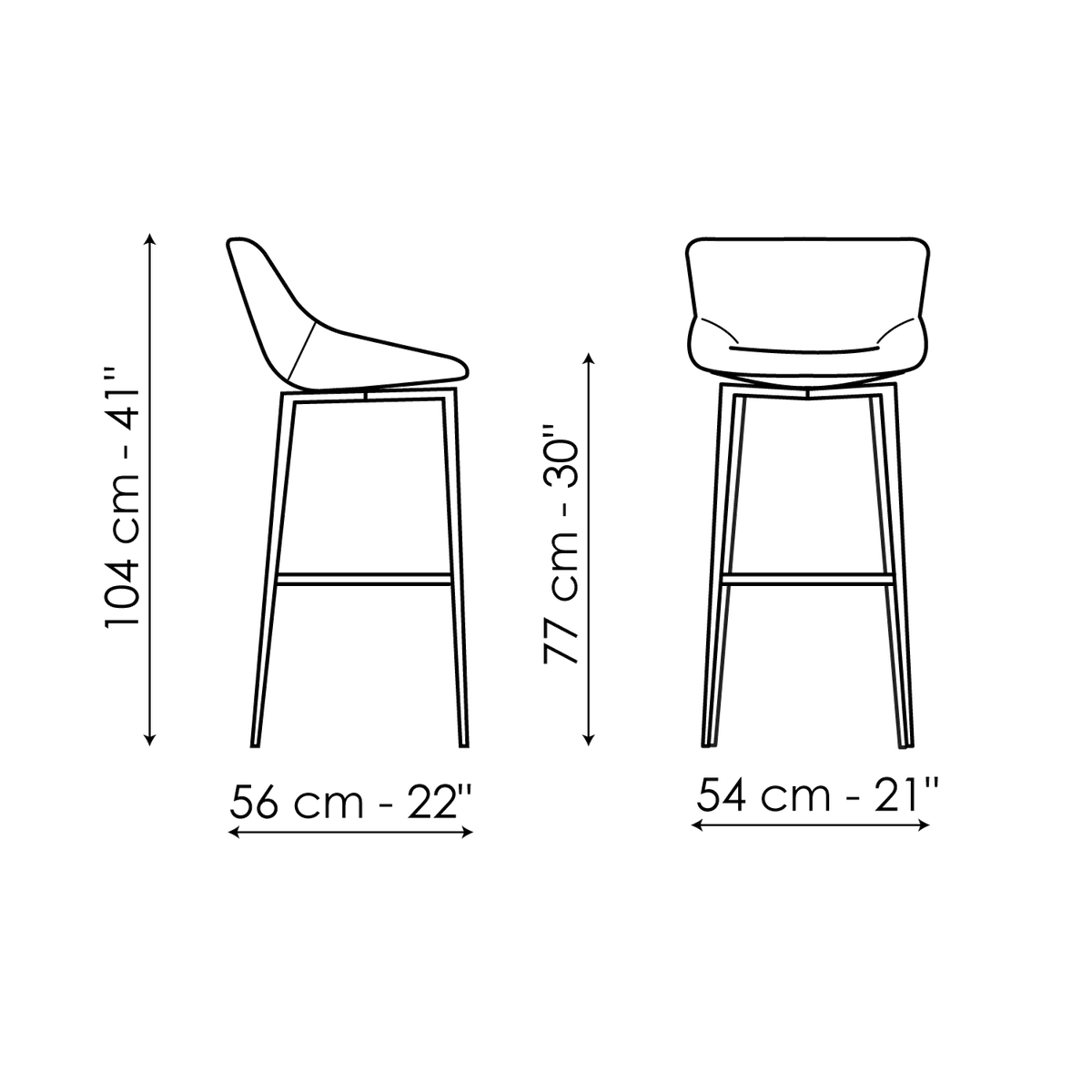 Bonaldo Artika too H 77 Stool — manufacturer model and dimension drawing