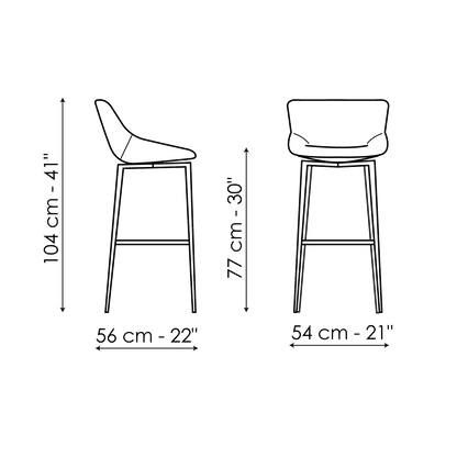 Bonaldo Artika too H 77 Stool — manufacturer model and dimension drawing