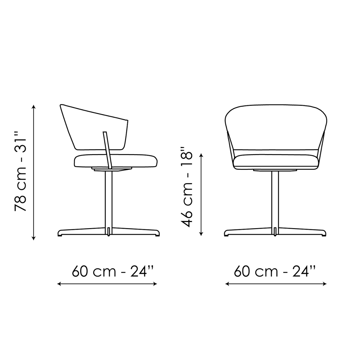 Bonaldo Bahia Office — manufacturer model and dimension drawing