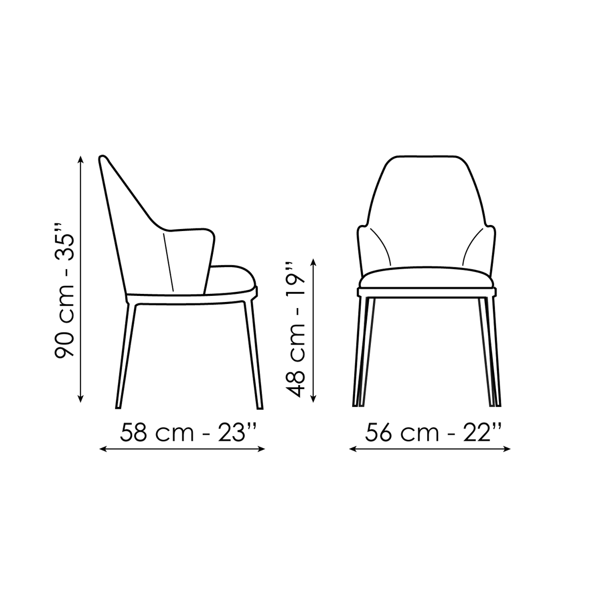 Bonaldo Miss Mida Chair — manufacturer model and dimension drawing