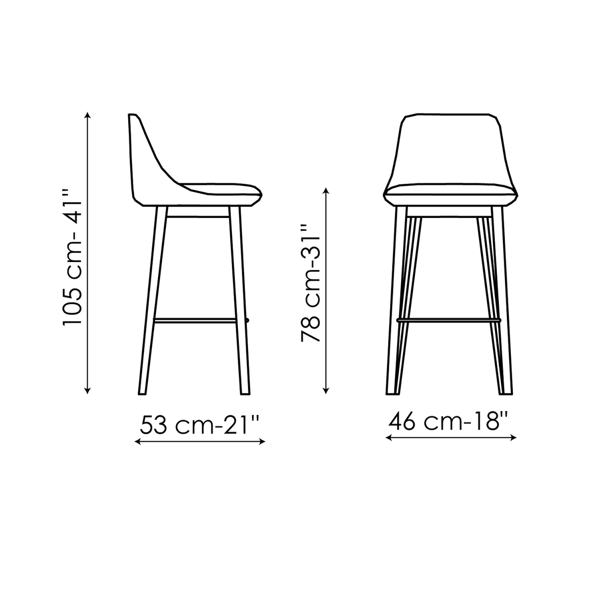 Bonaldo Itala too H 78 Stool — manufacturer model and dimension drawing