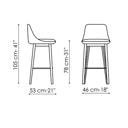 Bonaldo Itala too H 78 Stool — manufacturer model and dimension drawing