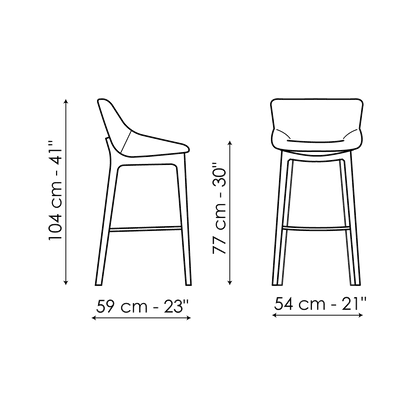 Bonaldo Artika Wood too H 77 Stool — manufacturer model and dimension drawing
