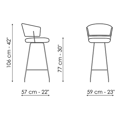 Bonaldo Bahia too H 77 Stool — manufacturer model and dimension drawing