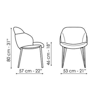 Bonaldo My way Chair — manufacturer model and dimension drawing