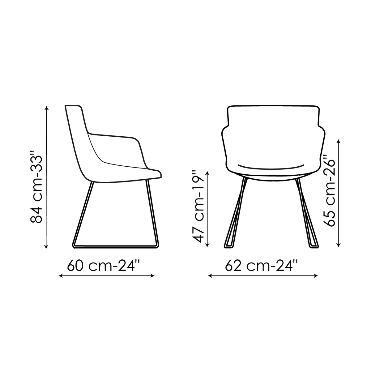 Bonaldo Miss Artika si Chair — manufacturer model and dimension drawing