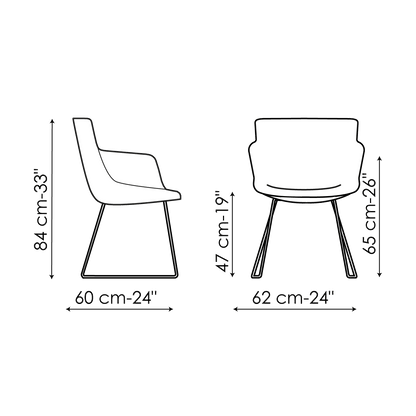 Bonaldo Miss Artika si Chair — manufacturer model and dimension drawing