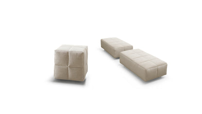 Bonaldo Squaring bench and pouf — manufacturer photograph, illustrative finish