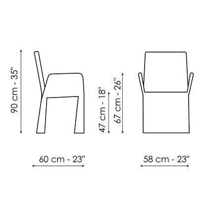 Bonaldo Miss Ketch Chair — manufacturer model and dimension drawing