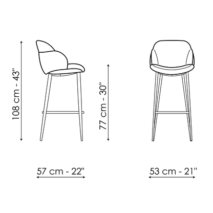 Bonaldo My way too H 77 Stool — manufacturer model and dimension drawing