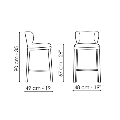 Bonaldo Joy too H 67 Stool — manufacturer model and dimension drawing