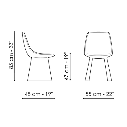 Bonaldo Agea Chair — manufacturer model and dimension drawing