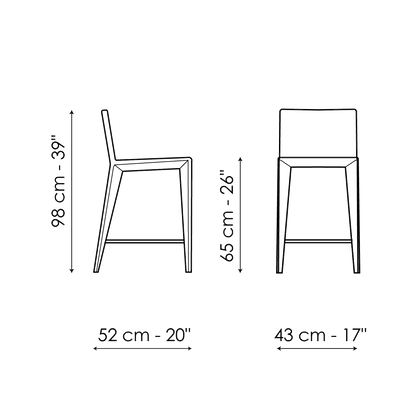Bonaldo Filly up too H 65 Stool — manufacturer model and dimension drawing