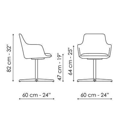 Bonaldo Miss Itala Office — manufacturer model and dimension drawing