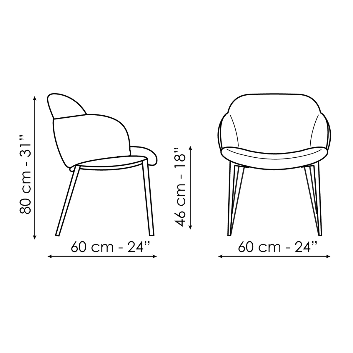 Bonaldo Miss My way Chair — manufacturer model and dimension drawing