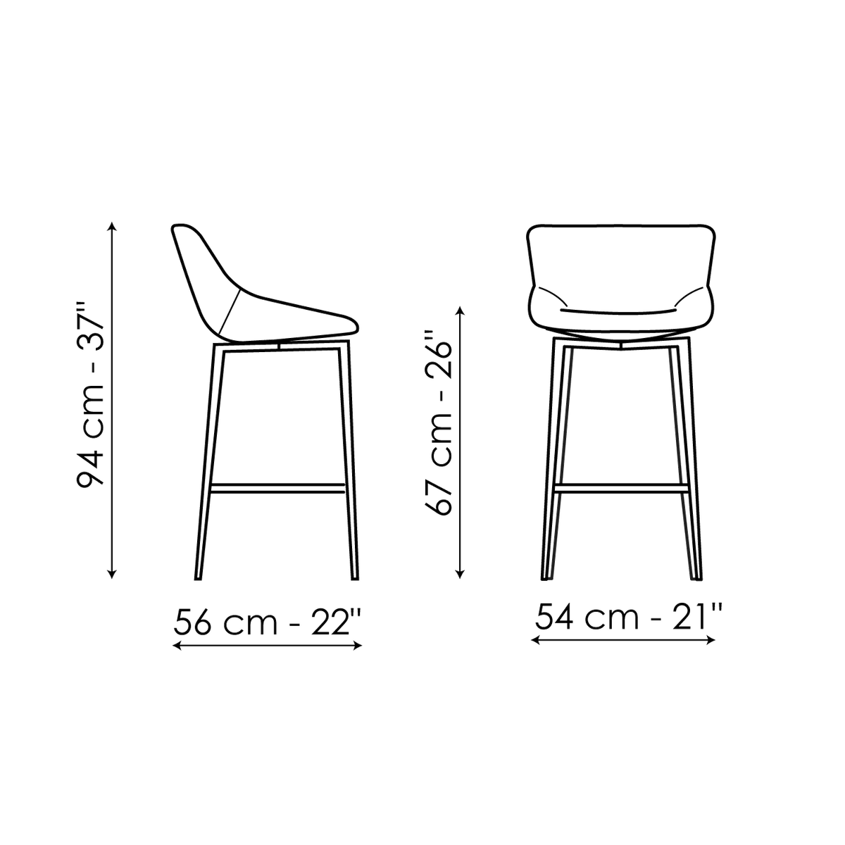 Bonaldo Artika too H 67 Stool — manufacturer model and dimension drawing