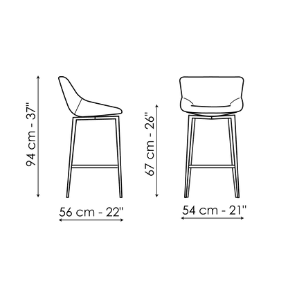 Bonaldo Artika too H 67 Stool — manufacturer model and dimension drawing