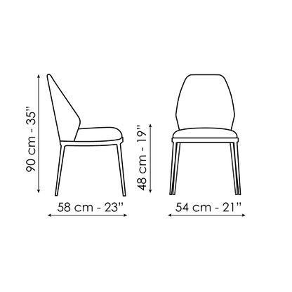 Bonaldo Mida Chair — manufacturer model and dimension drawing