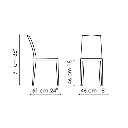 Bonaldo Kayla up Chair — manufacturer model and dimension drawing