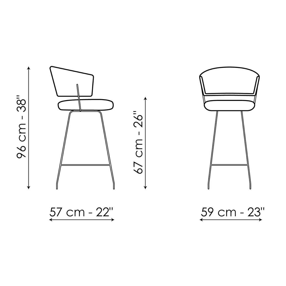 Bonaldo Bahia too H 67 Stool — manufacturer model and dimension drawing