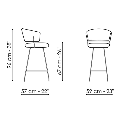 Bonaldo Bahia too H 67 Stool — manufacturer model and dimension drawing