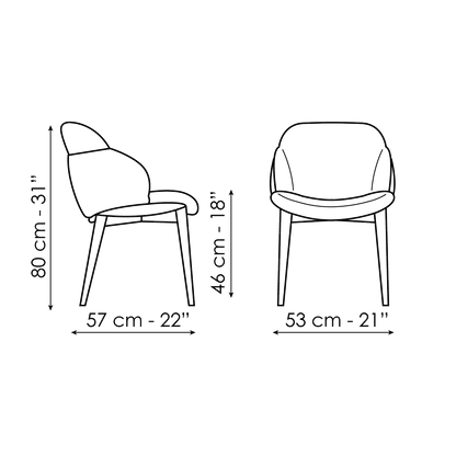 Bonaldo My way Wood Chair — manufacturer model and dimension drawing