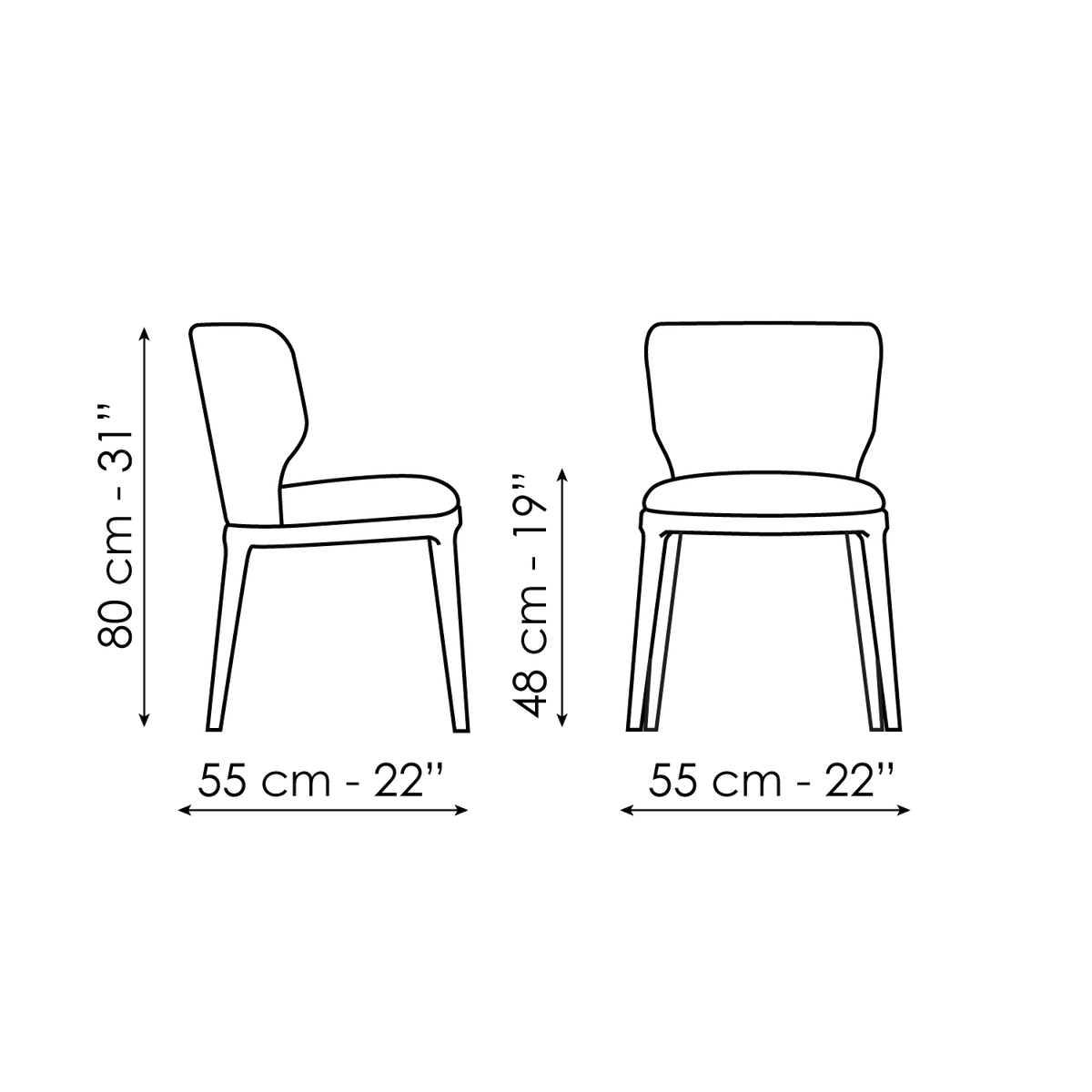 Bonaldo Joy Chair — manufacturer model and dimension drawing