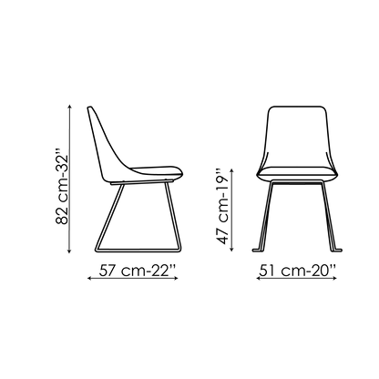 Bonaldo Itala si Chair — manufacturer model and dimension drawing