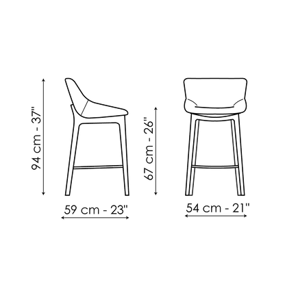 Bonaldo Artika Wood too H 67 Stool — manufacturer model and dimension drawing