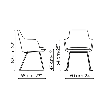 Bonaldo Miss Itala si Chair — manufacturer model and dimension drawing