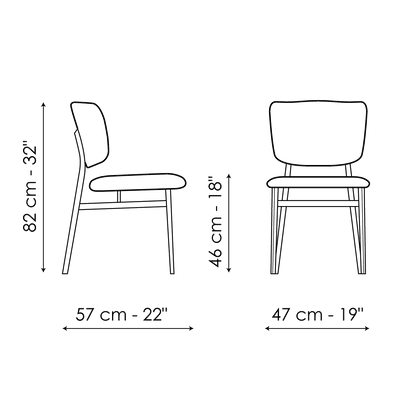 Bonaldo Noor Chair — manufacturer model and dimension drawing