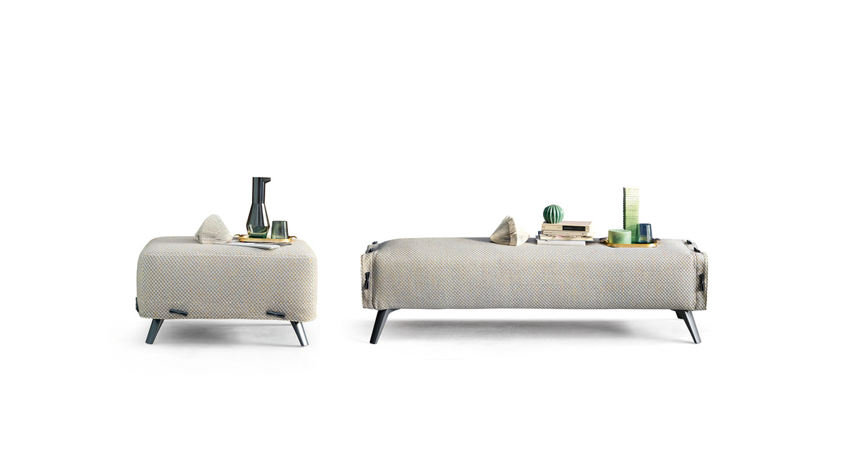 Bonaldo Cuff bench and pouf — manufacturer photograph, illustrative finish