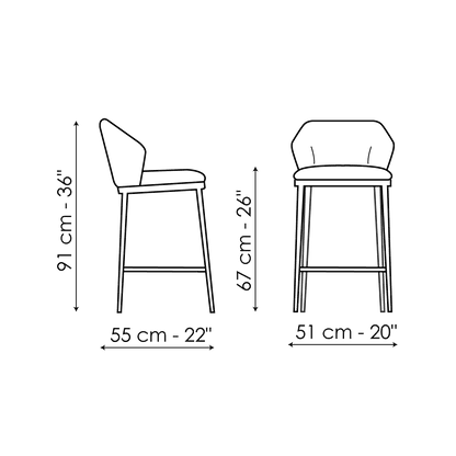 Bonaldo Mida too H 67 Stool — manufacturer model and dimension drawing
